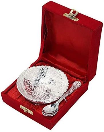 Aluminium -Silver Plated Small Bowl Set with Spoon Size