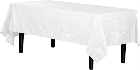 Exquisite 12-Pack Premium Plastic Tablecloth 54 Inch. x 108 Inch