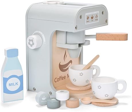 Kids Wooden Toys Pretend Play Kitchen Coffee Maker