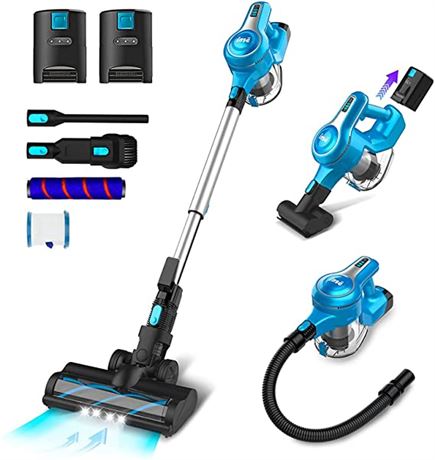 INSE Cordless Vacuum Cleaner 300W Brushless Stick Vacuum w/ 2 Batteries