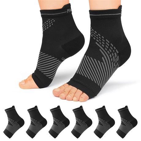 PAPLUS Plantar Fasciitis Compression Socks 6 Pack Medium
