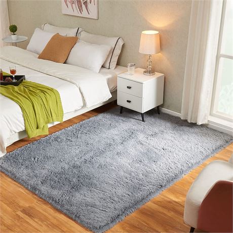 Dark Grey Soft Shaggy 8x10 Foot Rug