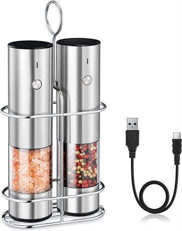 Rechargeable Electric Salt and Pepper Grinder Set