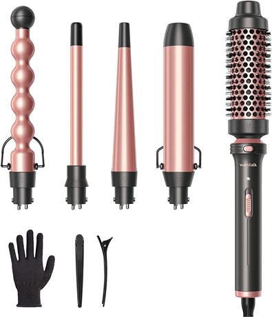Wavytalk 5 in 1 Curling Iron, Ceramic Curling Wand(0.5�-1.25�)