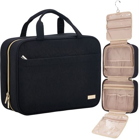 NISHEL Large Hanging Travel Toiletry Bag - Black