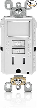 Leviton GFSW1-W 15-Amp Self-Test Smartlockpro Slim GFCI Combination Switch