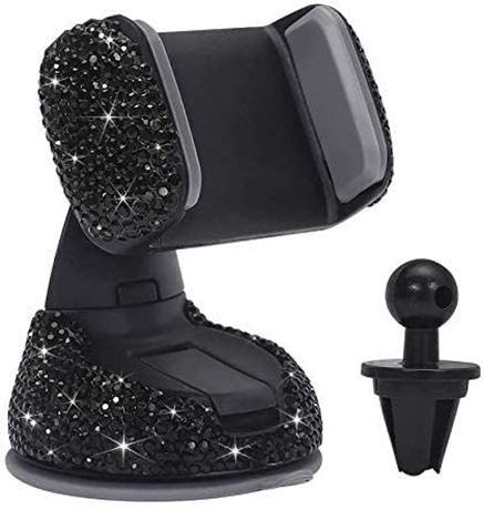 Mobile Phone Silicone Sucker Multi-Surface Universal Car Mount, Black Bling