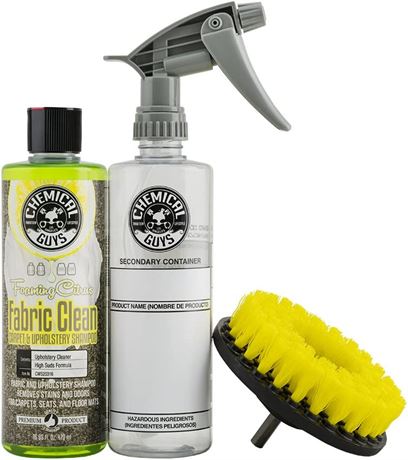 Chemical Guys Foaming Citrus Drill Brush, & Upholstery Cleaning Kit 16 fl oz