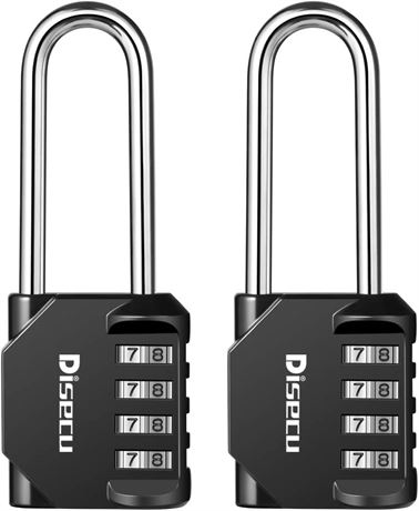 Disecu 2.5" Long Shackle Combination Lock (4 Digit) - Black