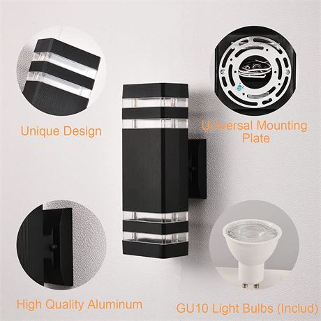 DASTOR 2 Pack Outdoor Wall Lights