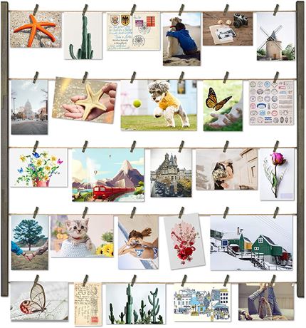 Love-KANKEI Wood Picture Photo Frame for Wall Decor 26_29 inch with 30 Clips