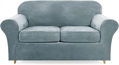 Lamberia High Stretch Sofa Cover for 2 Cushion Couch Loveseat - Stone Blue