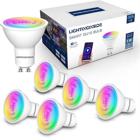 GU10 Smart Bulb, 38� Beam Angle, 2700-6500K+RGB Color Changing LED Bulb