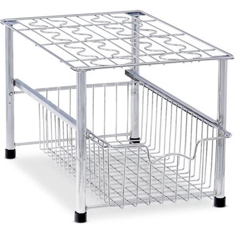 SimpleHouseware Stackable Under Sink Cabinet Sliding Basket Organizer