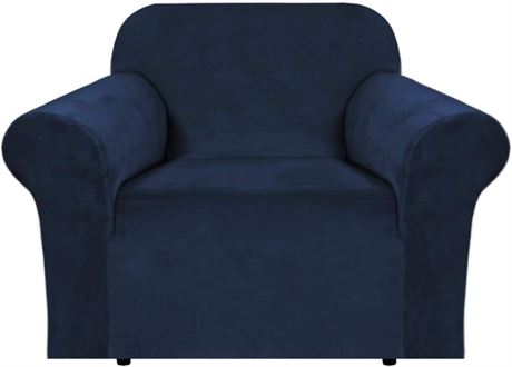 H.VERSAILTEX Stretch Velvet Armchair Cover Couch Covers 1ct - Navy