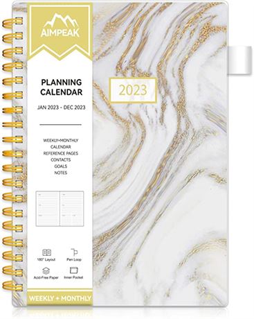 AimPeak 2023 Calendar, White Marble