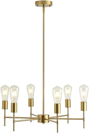 Modern Sputnik Chandelier Light Fixture - 6 Light - Gold (Bulb Not Included)