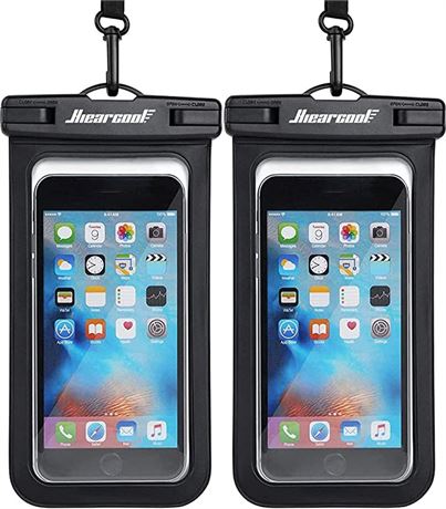 Hiearcool Universal Waterproof Phone Case, 2-Pack, Black/Black