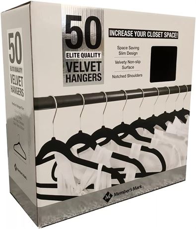Member's Mark Elite-Quality Black Velvet Hangers with Chrome Hooks