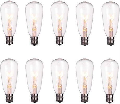 10 Pack Edison Light Bulbs Replacement, 7-Watt C9/E17