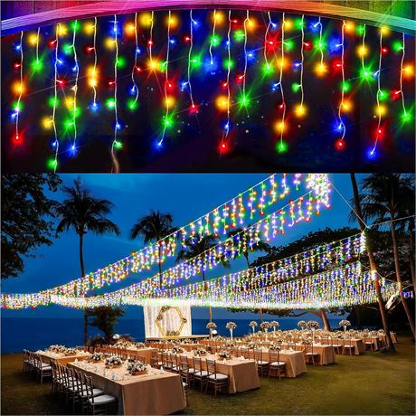 Heceltt Christmas Icicle Lights - Extra Long (16ft) - Multicolor