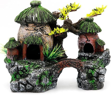 IBWell Classical Lifelike Traditional Chinese House Aquarium Decor