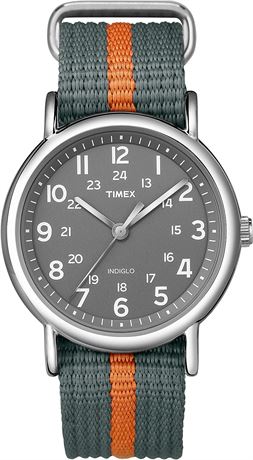 Timex Weekender Slip-Thru Watch - Gray/Orange Stripe