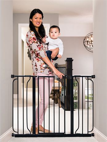 Regalo Extra Wide Easy Step Metal Walk Through Baby Gate - Black