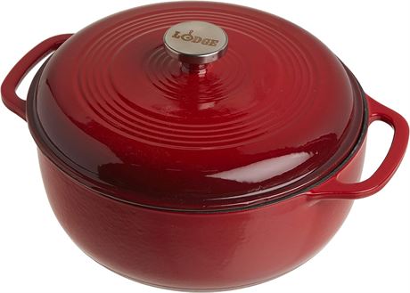 Lodge 6 Quart Enameled Cast Iron Dutch Oven with Lid � Dual Handles