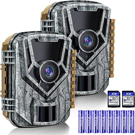 Punvoe Digital Trail Camera, 24MP 1080P, 2-Pack