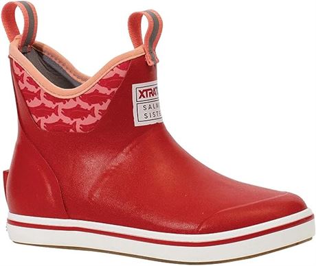 Xtratuf Women's 6 Inch Ankle Deck Boots, Red/Sockeye Salmon, Size 10