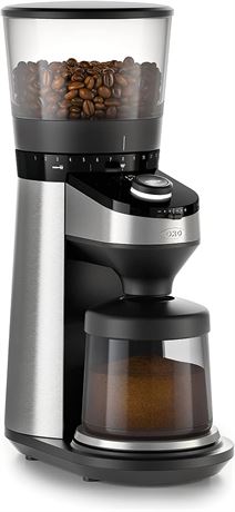 oxo brew conical burr coffee grinder with scale